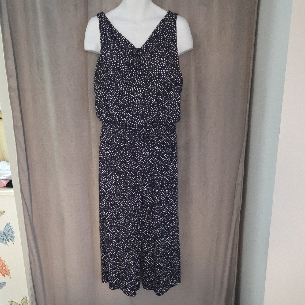 Emma & Michele XL Navy and White Patterned Jumpsuit